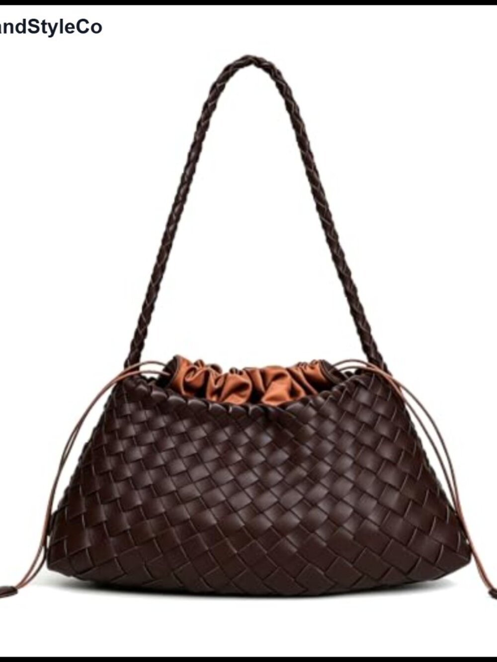 Hand-Woven Faux Leather Woven Shoulder Bag Slouchy Hobo Tote Purse